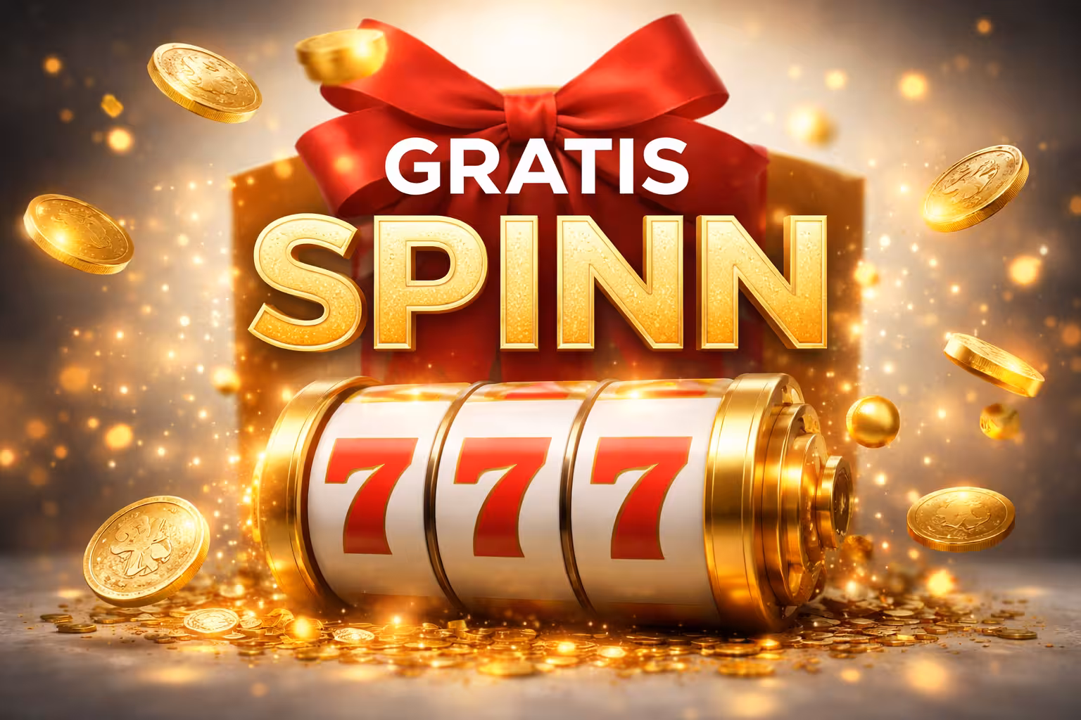 Illustrasjon av casino bonus med gratis spinn og spilleautomater