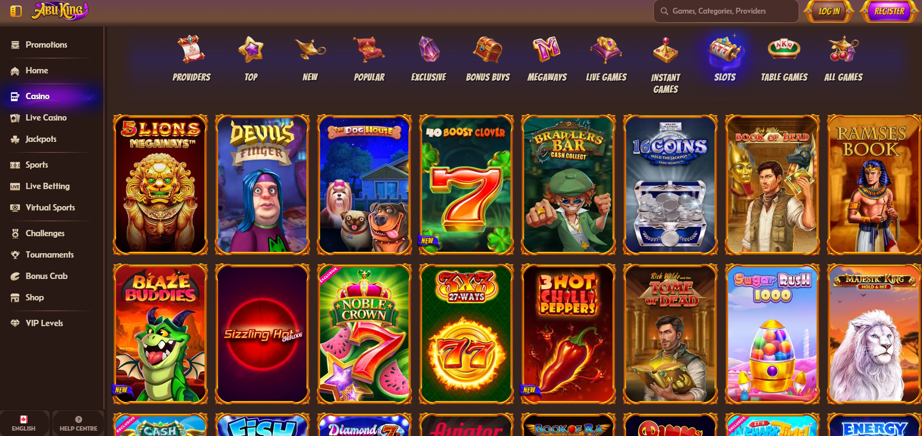 AbuKing Casino screenshot: Slots