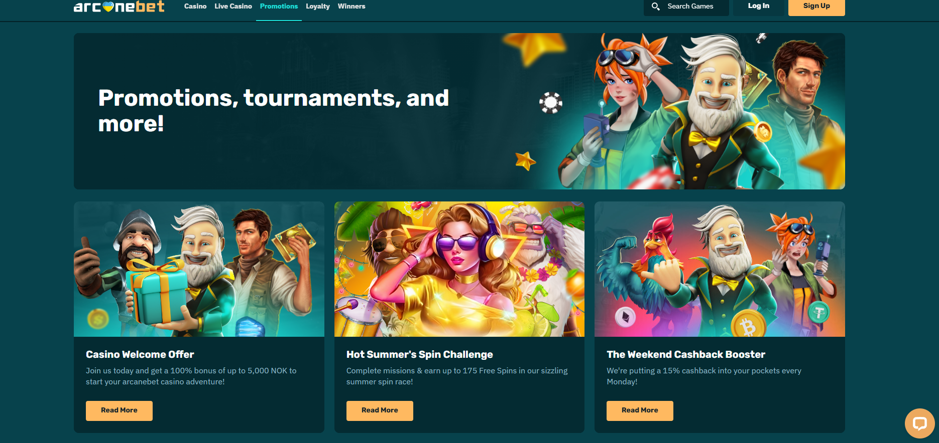Arcanebet screenshot: Promotions