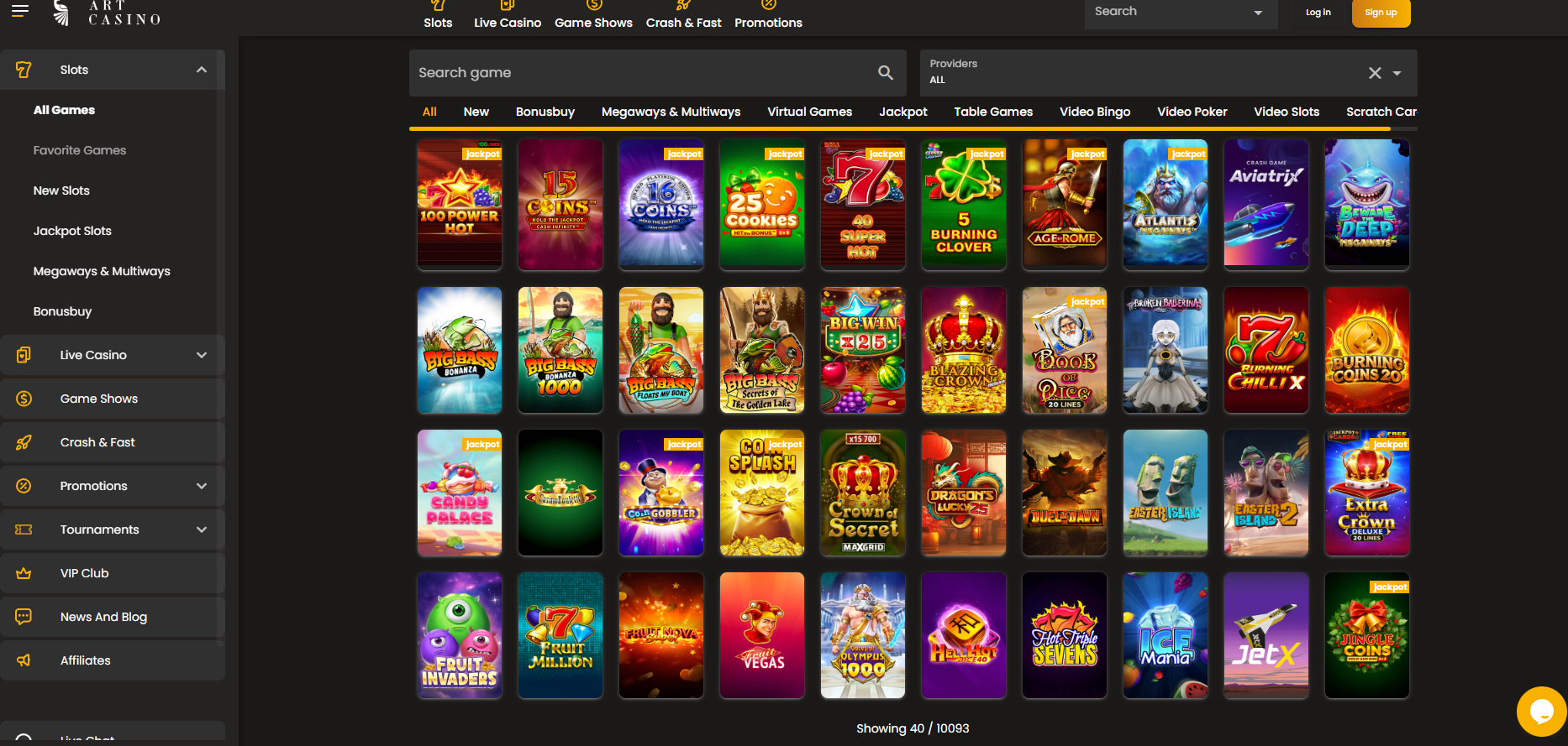 Art Casino screenshot: Slots