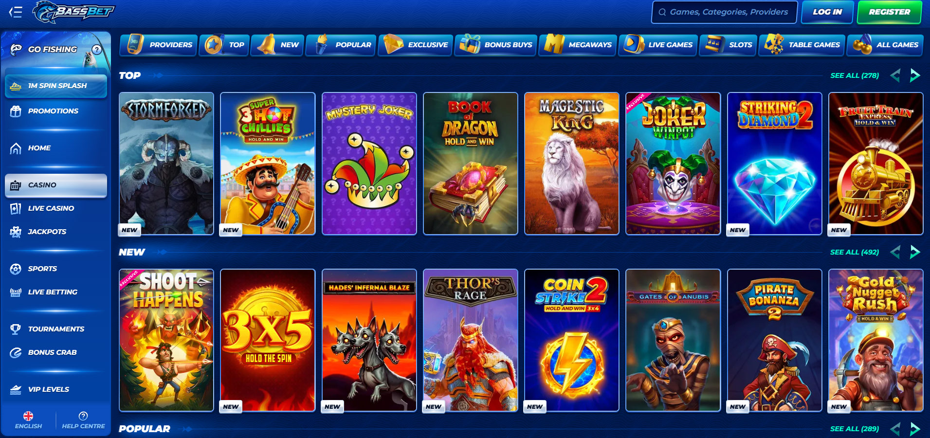 BassBet Casino screenshot: Slots