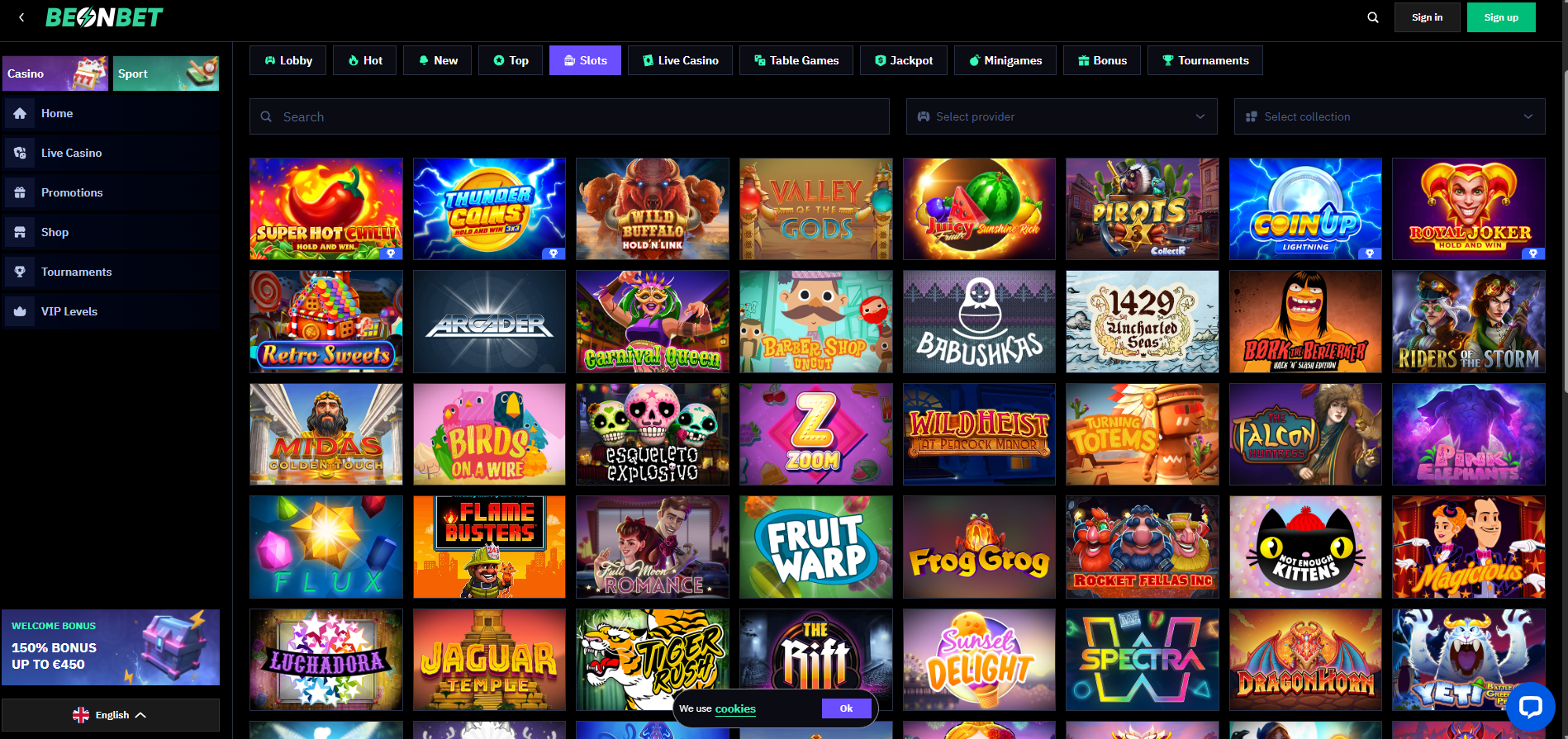 BeonBet Casino screenshot: Slots