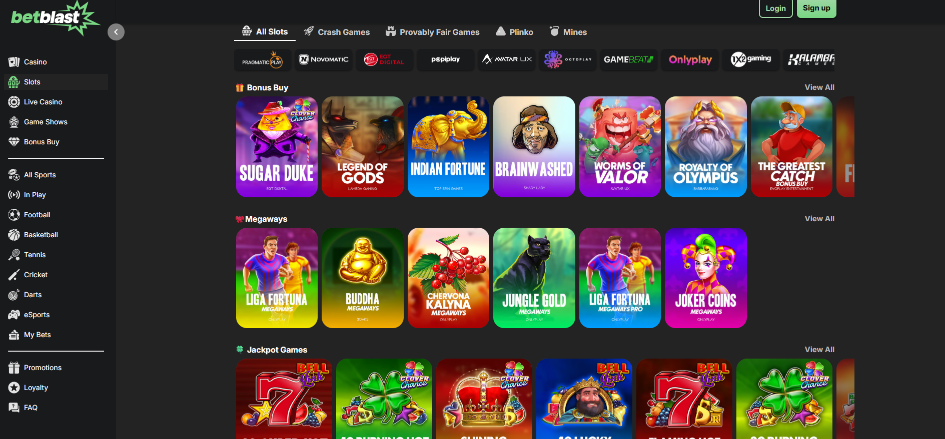 BetBlast Casino screenshot: Slots