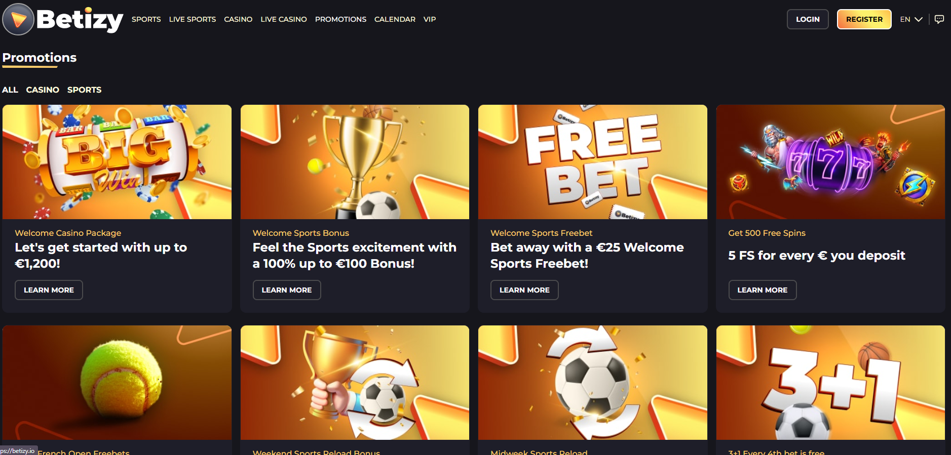Betizy screenshot: Promotions
