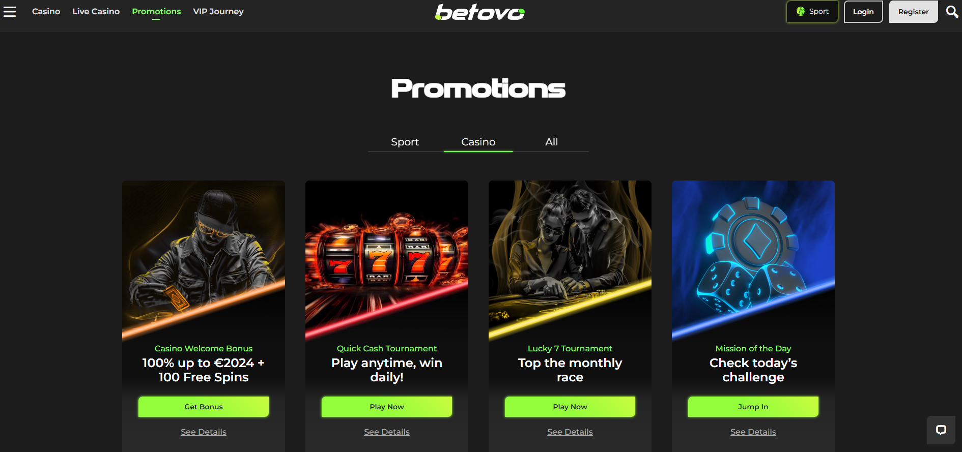 Betovo screenshot: Promotions
