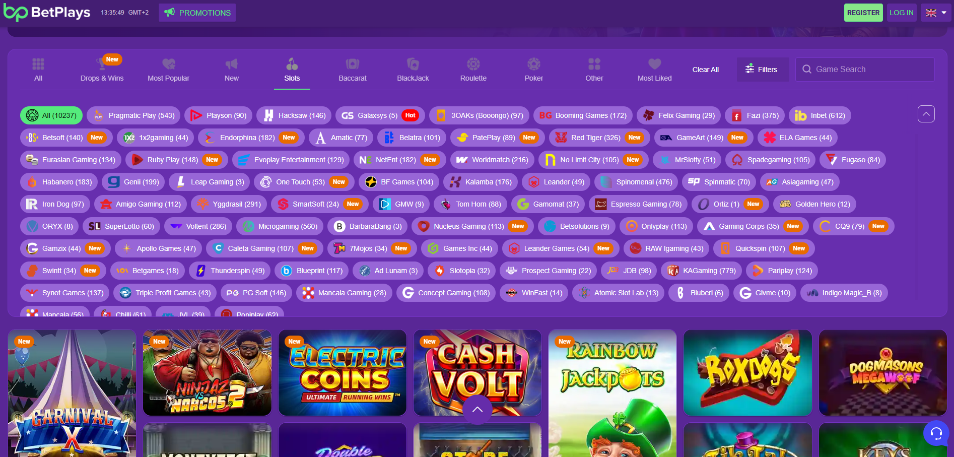 BetPlays Casino screenshot: Slots