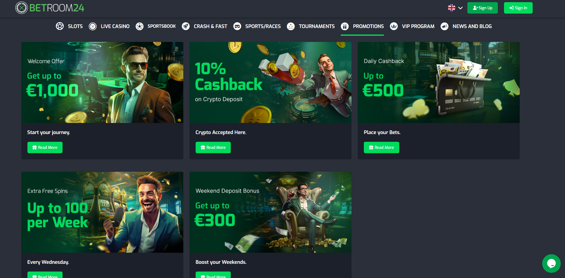 Betroom24 Casino screenshot: Promotions