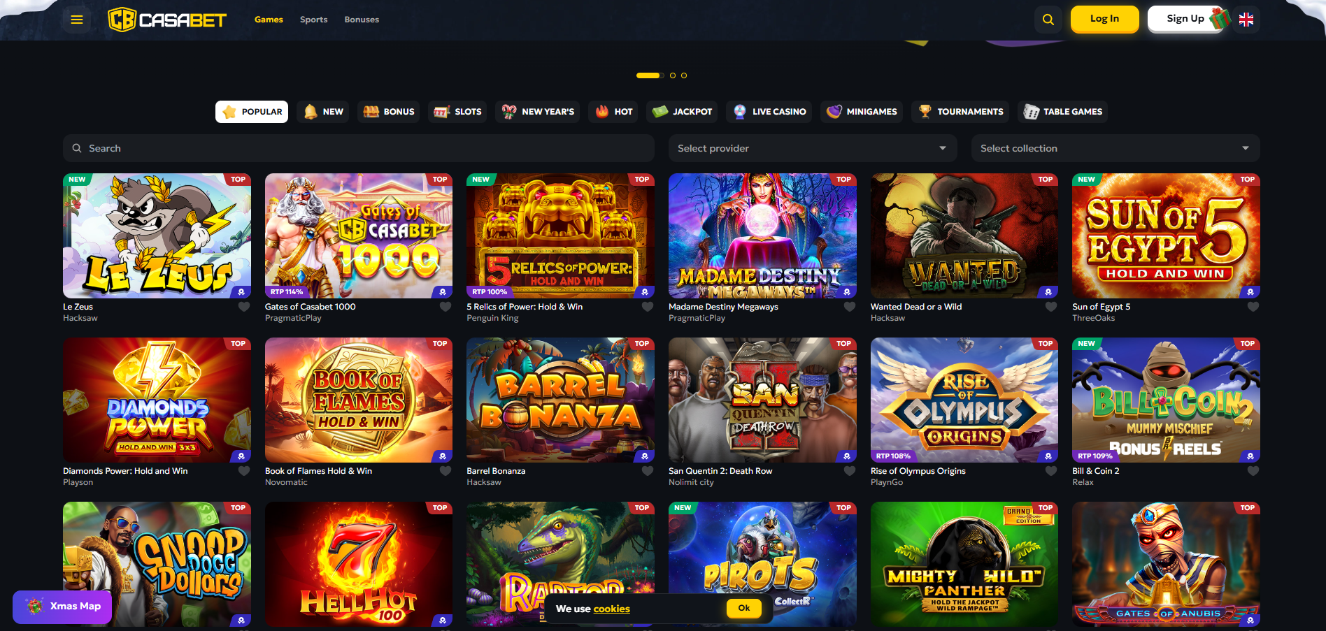 Casabet Casino screenshot: Slots