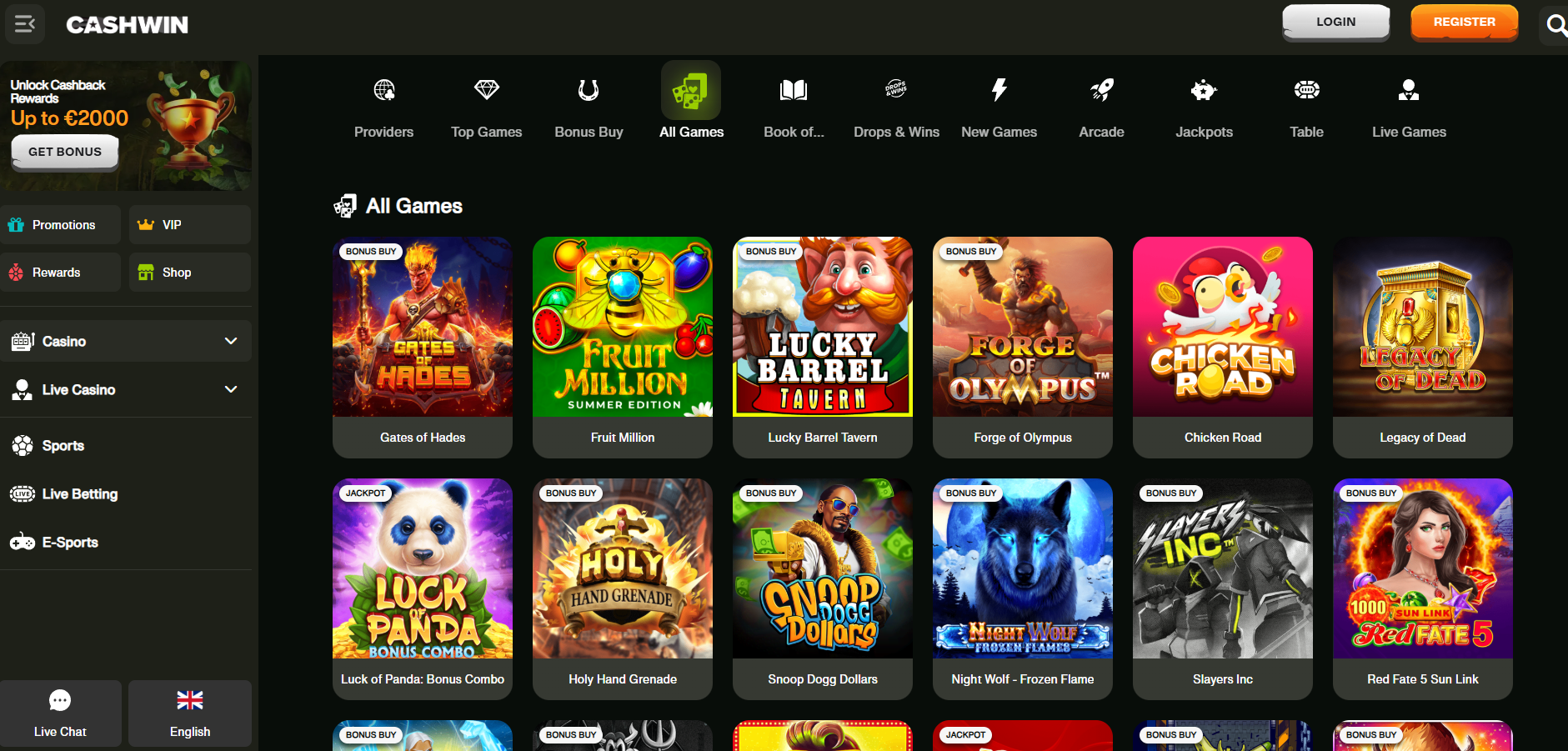 Cashwin screenshot: Slots