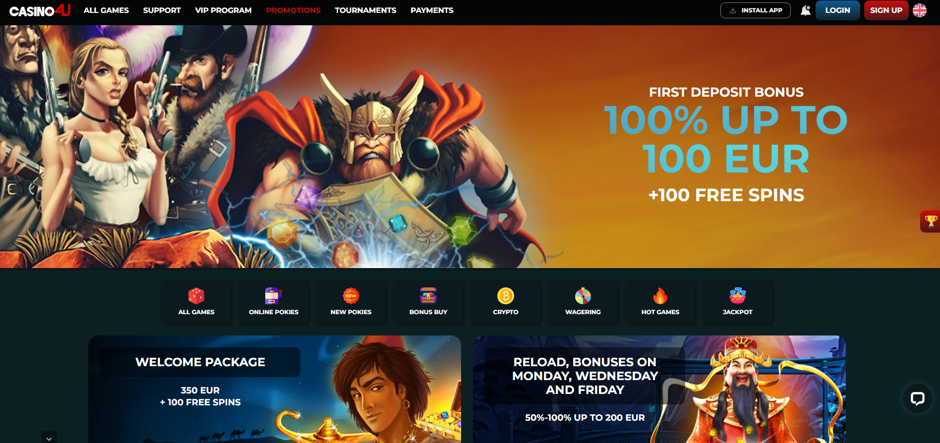 Casino4U screenshot: Promotions
