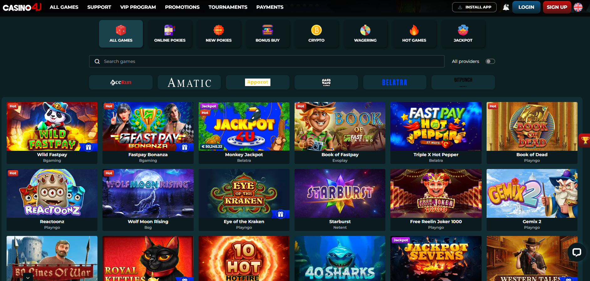 Casino4U screenshot: Slots