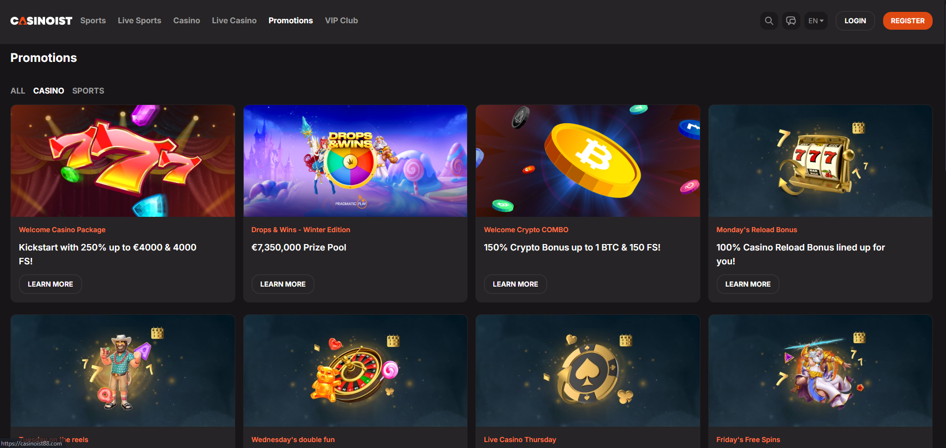 Casinoist screenshot: Promotions