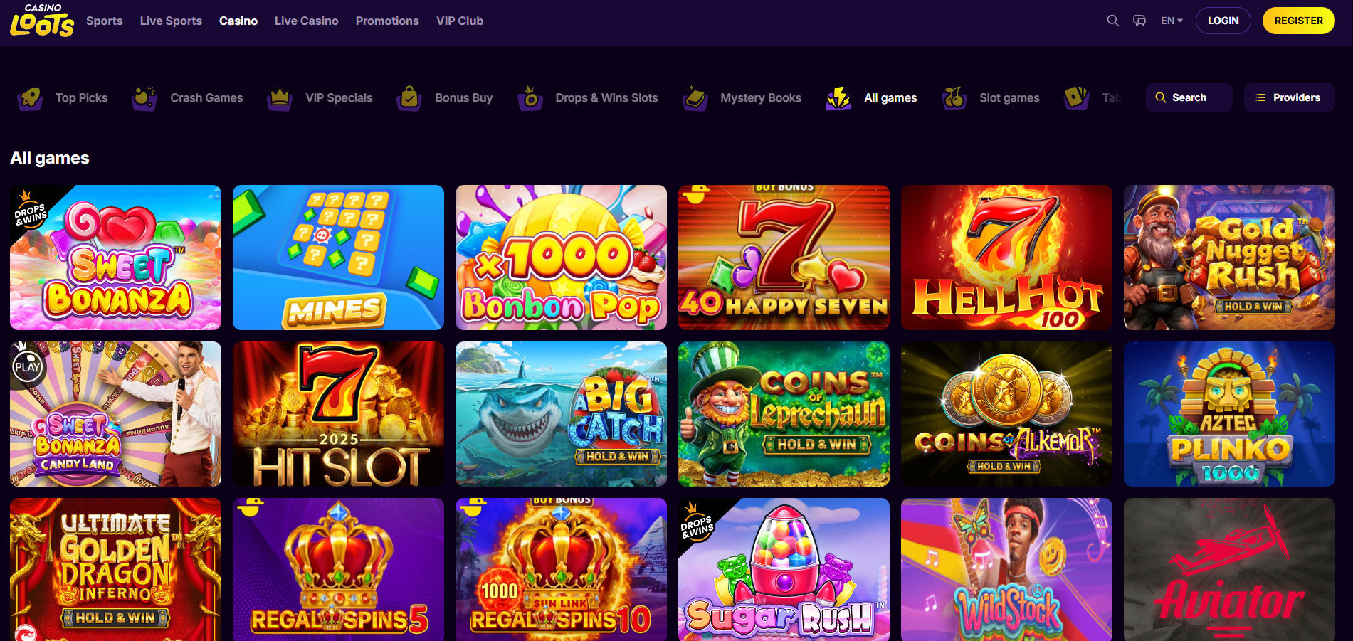 Casinoloots screenshot: Slots