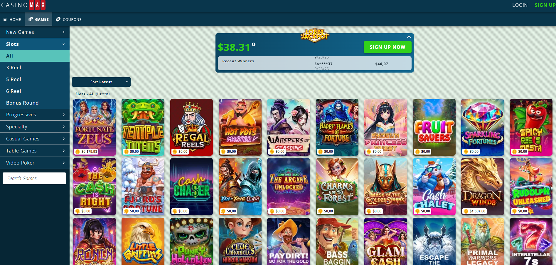CasinoMax screenshot: Slots