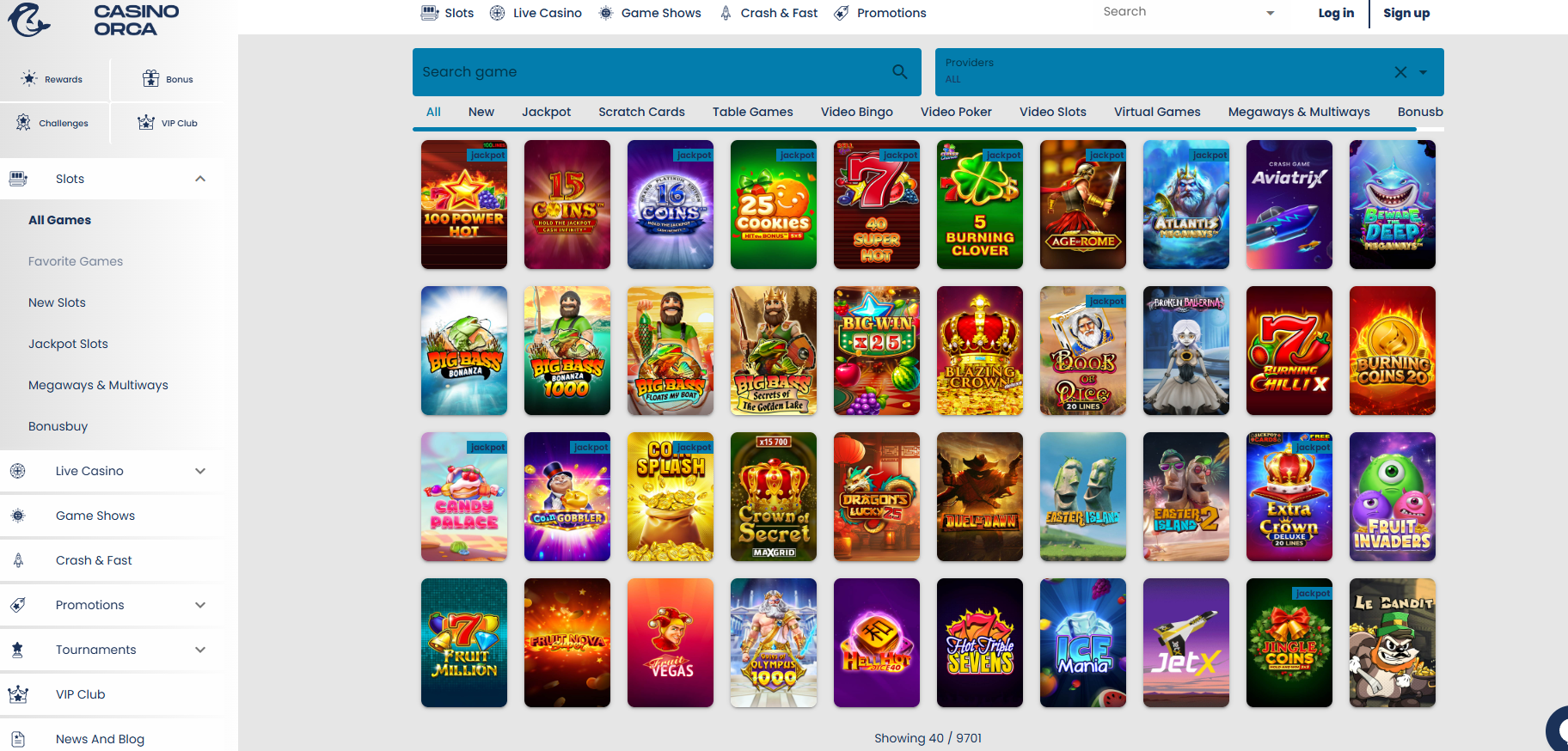 Casino Orca screenshot: Slots