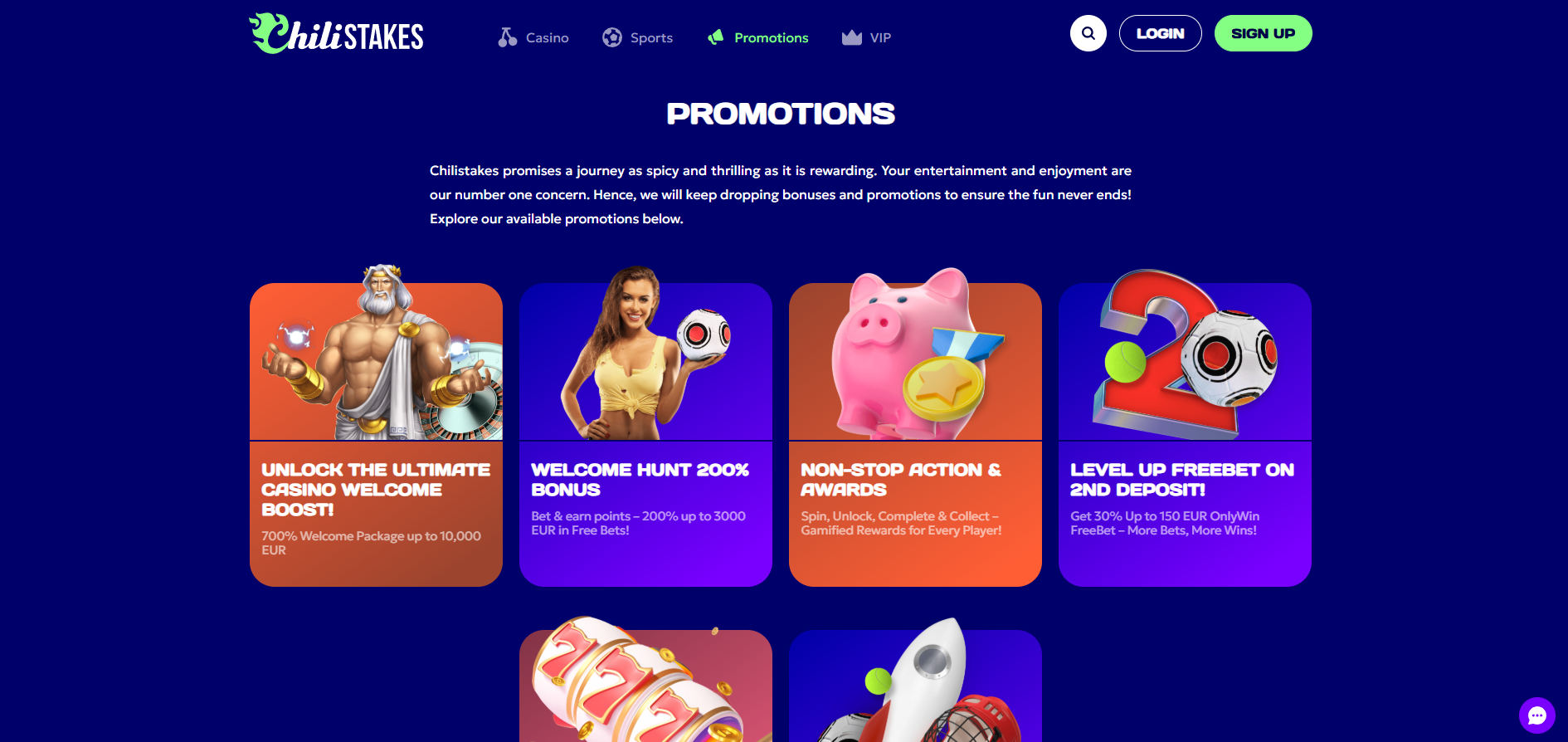 Chilistakes Casino screenshot: Promotions