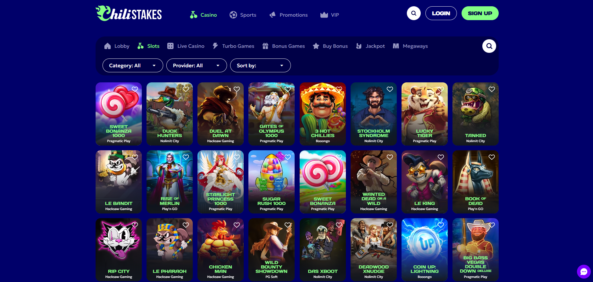 Chilistakes Casino screenshot: Slots