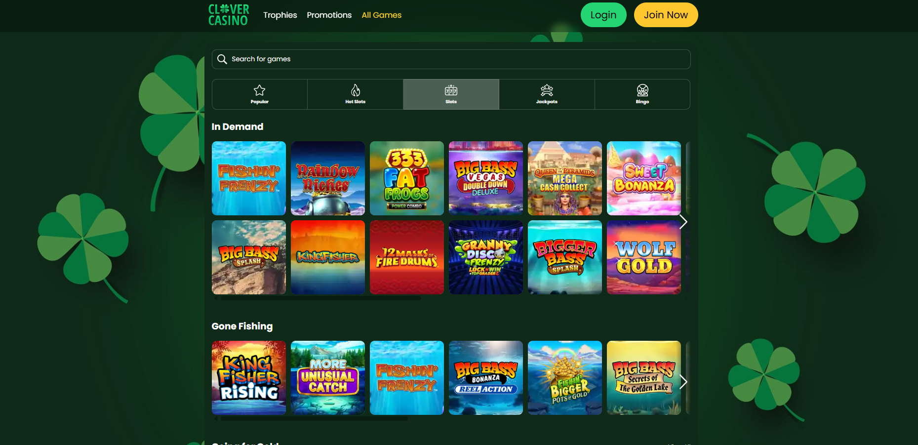 Clover Casino screenshot: Slots