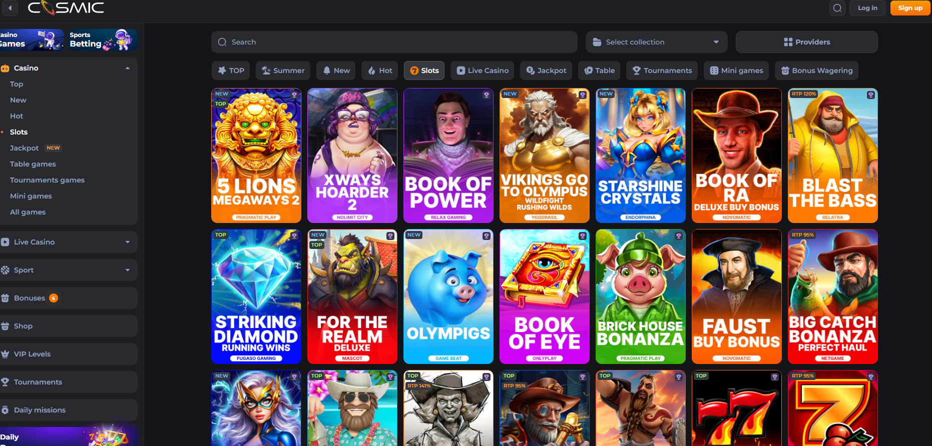 Cosmicslot screenshot: Slots