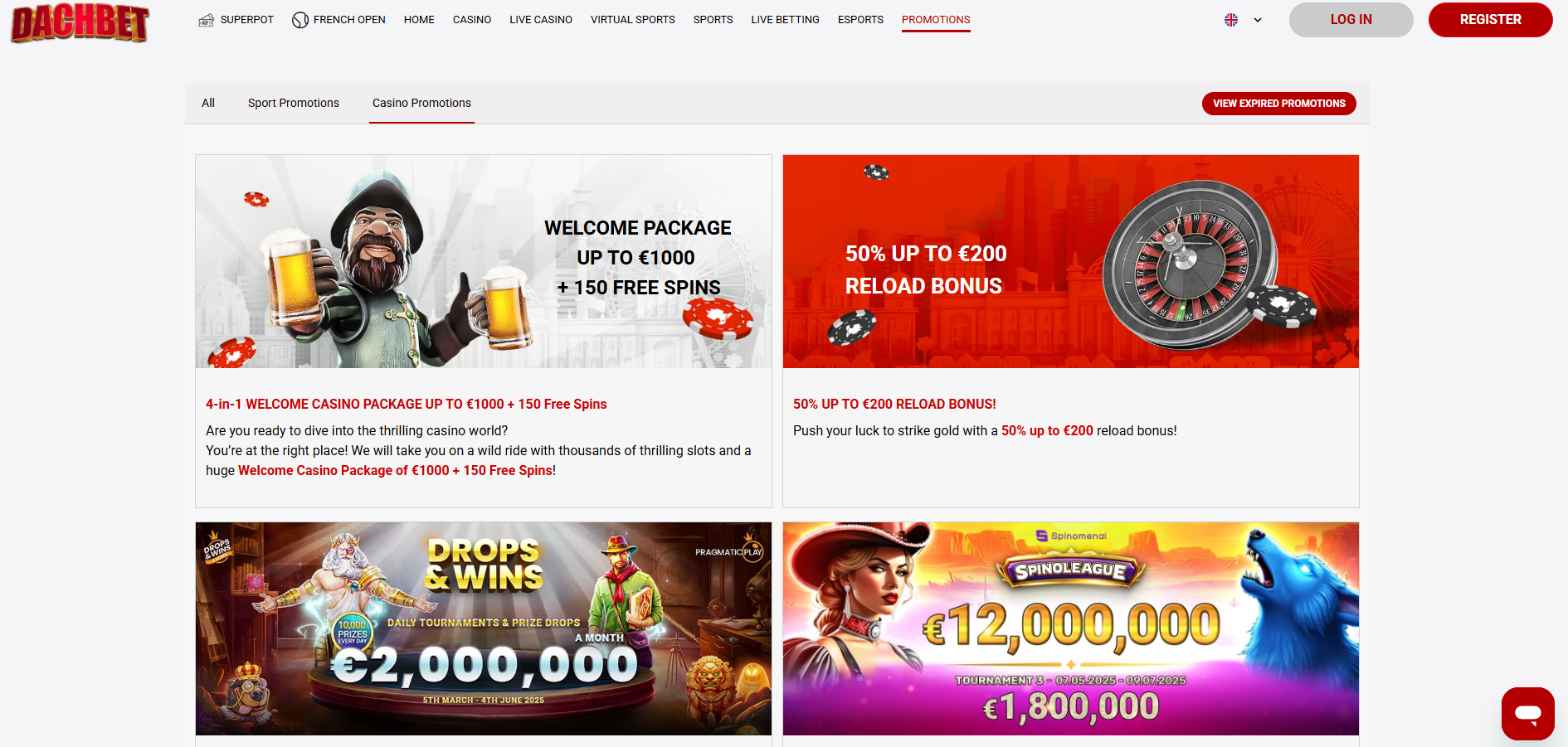 Dachbet Casino screenshot: Promotions