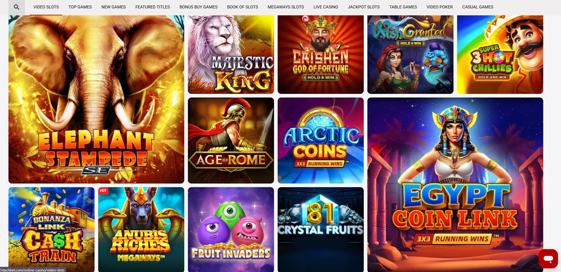 Dachbet Casino screenshot: Slots