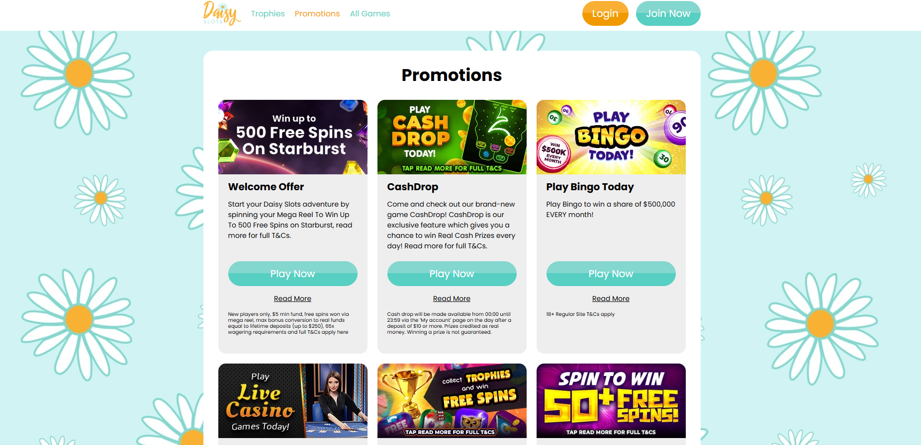 Daisy Slots screenshot: Promotions