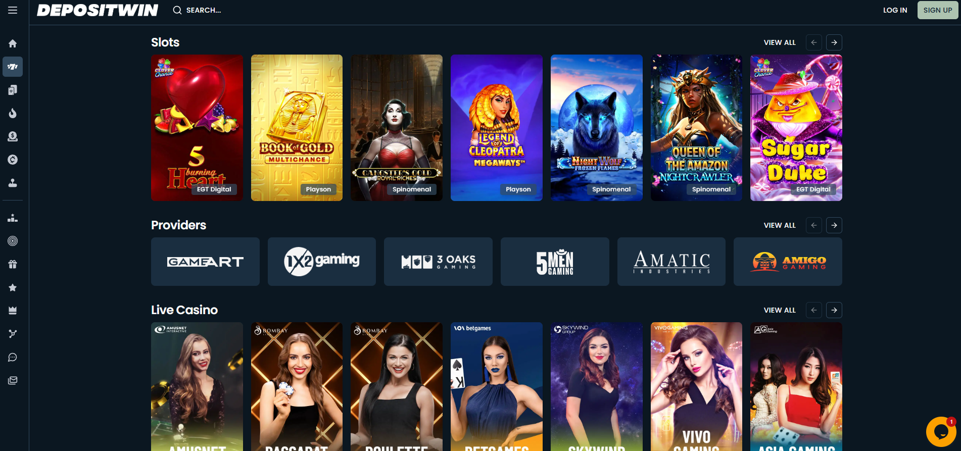 Depositwin Casino screenshot: Slots