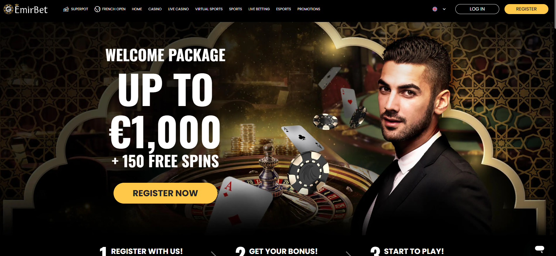 EmirBet Casino screenshot: Homepage