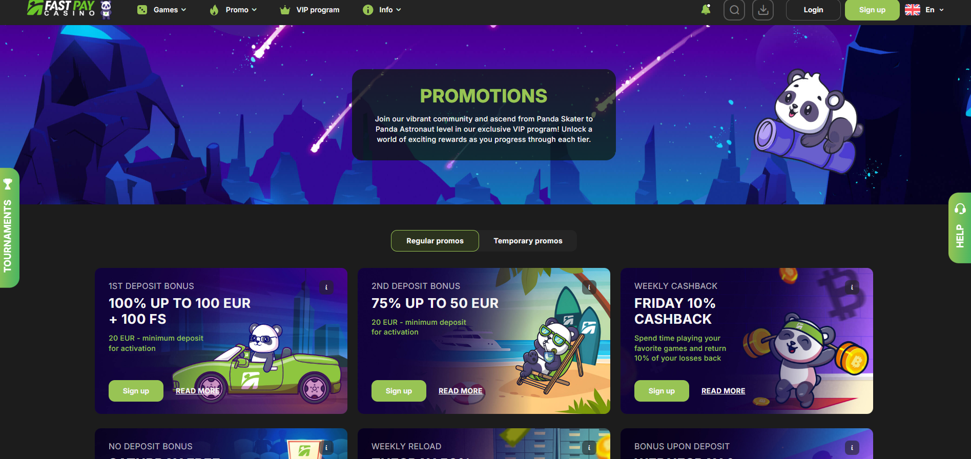 Fastpay Casino screenshot: Promotions