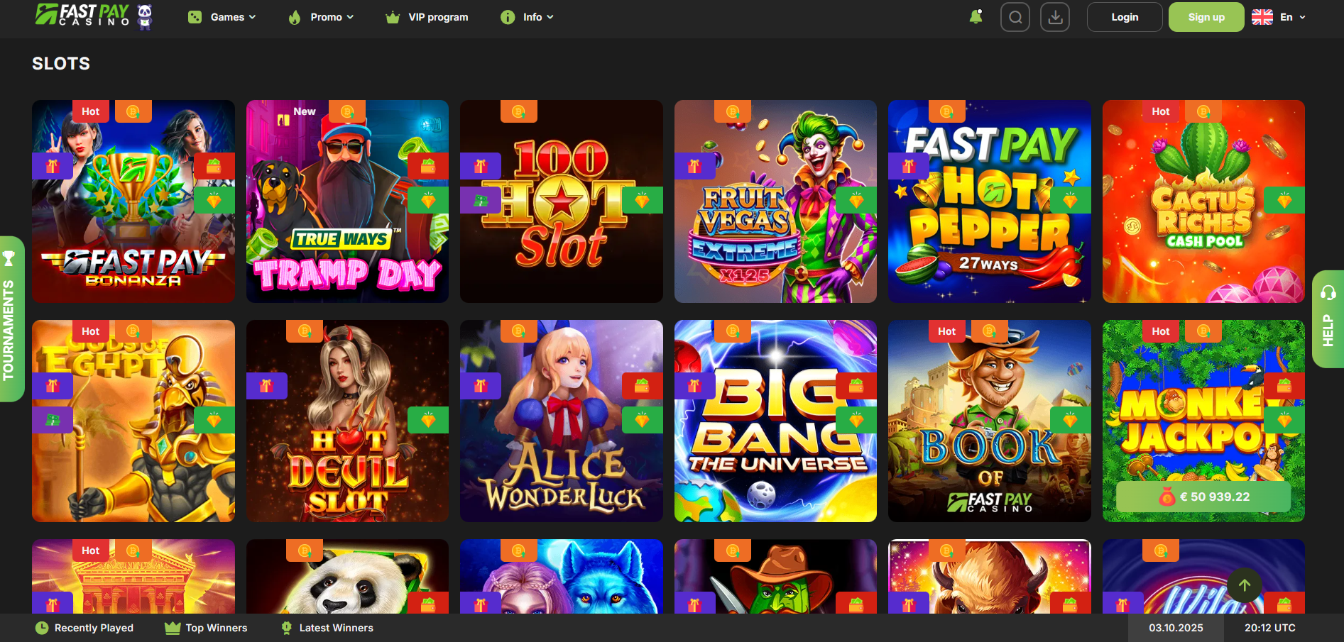 Fastpay Casino screenshot: Slots