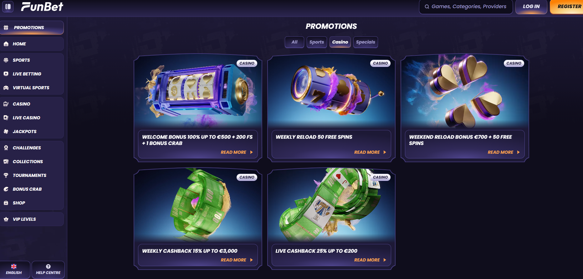 FunBet Casino screenshot: Promotions