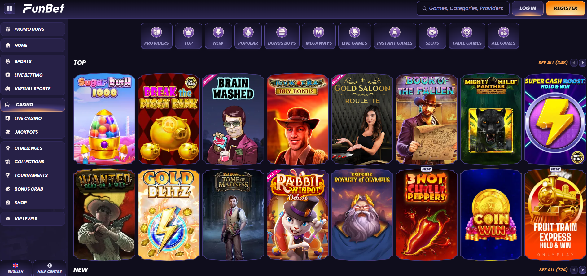 FunBet Casino screenshot: Slots