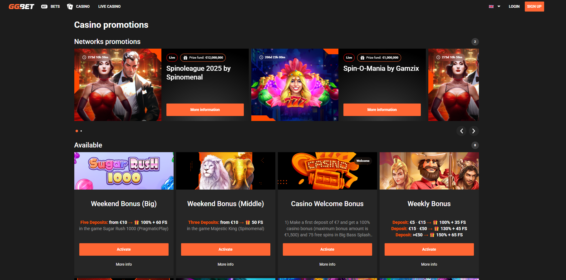 GG.BET screenshot: Promotions