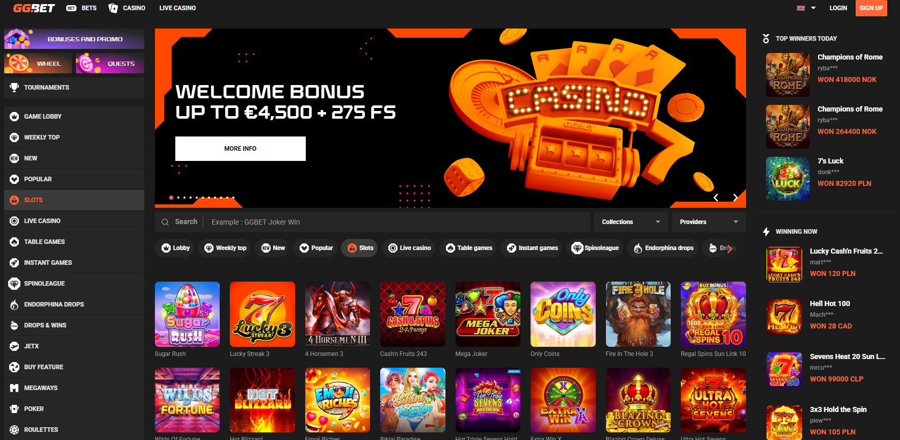 GG.BET screenshot: Slots