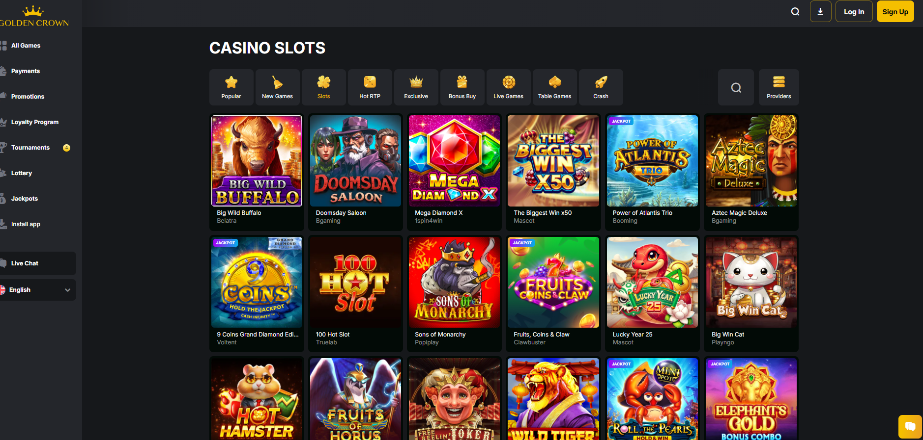 Goldencrown screenshot: Slots