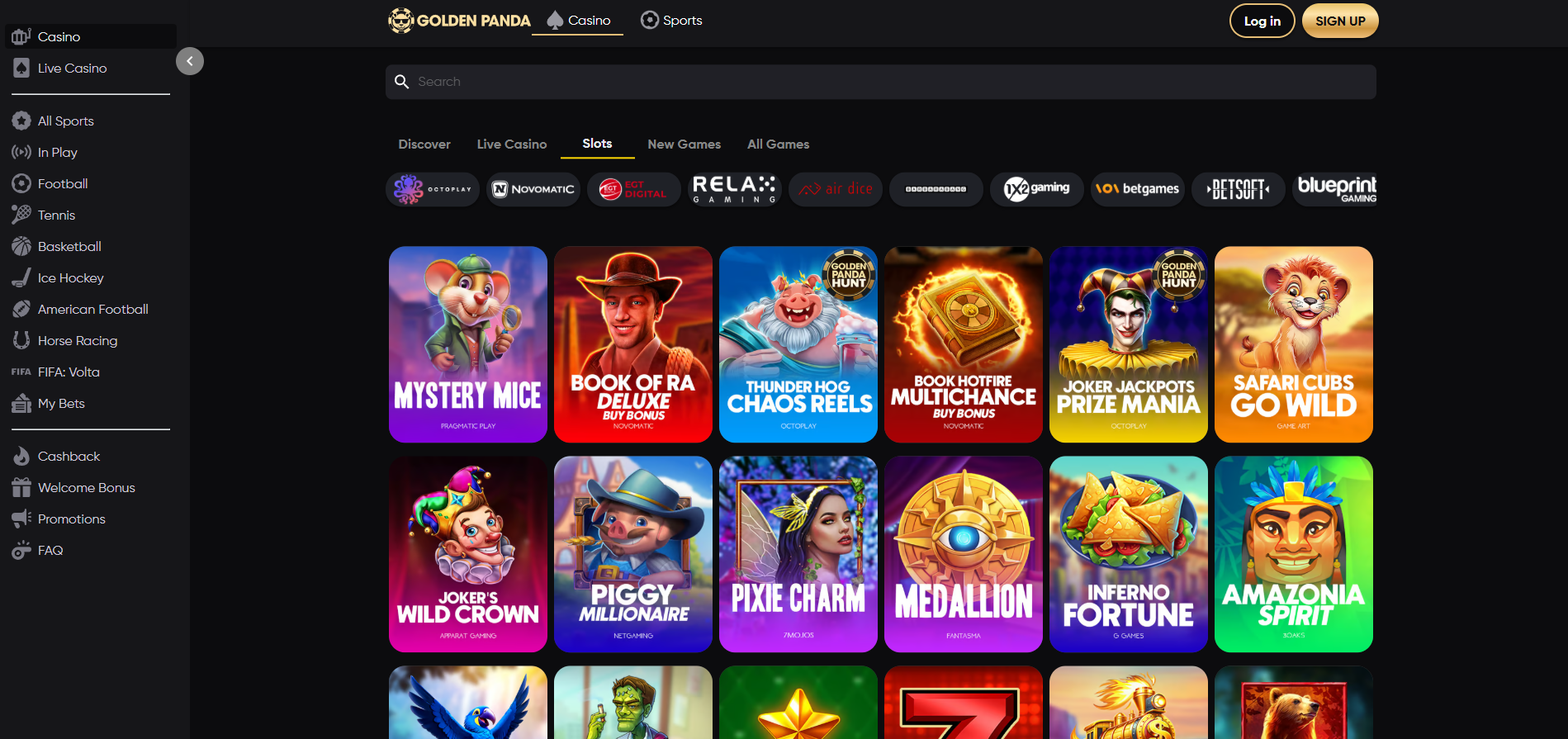 Golden Panda Casino screenshot: Slots