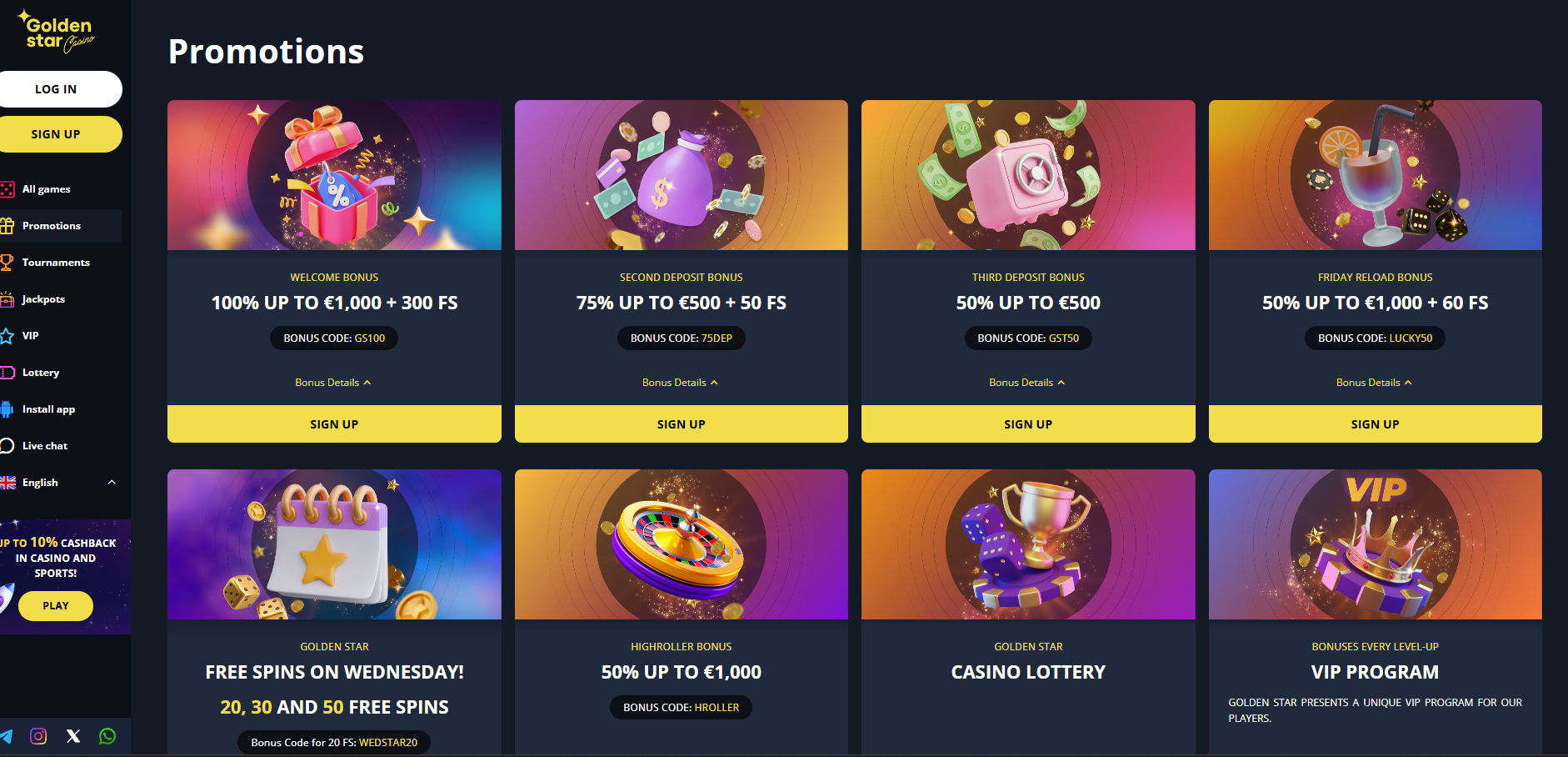 Goldenstar screenshot: Promotions