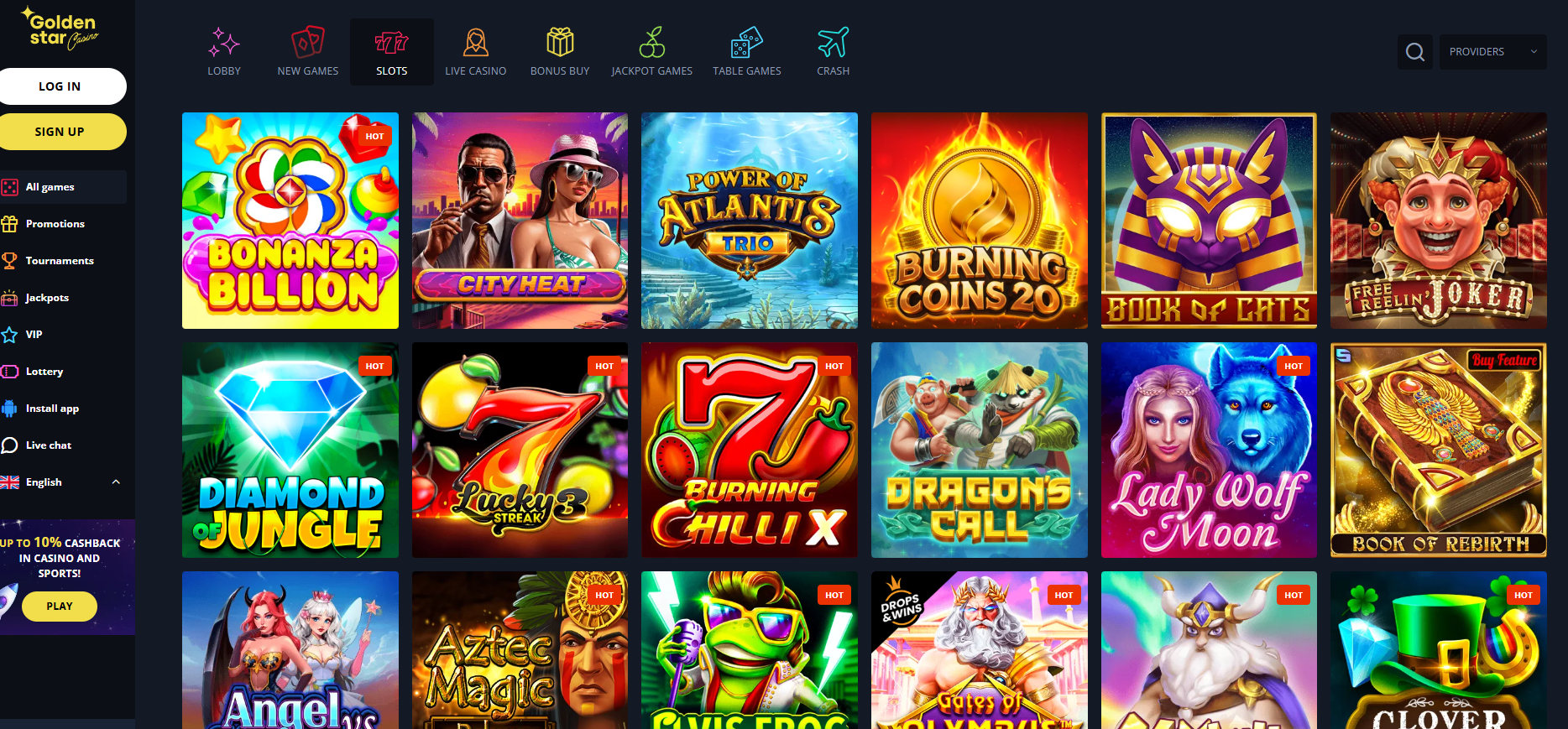 Goldenstar screenshot: Slots