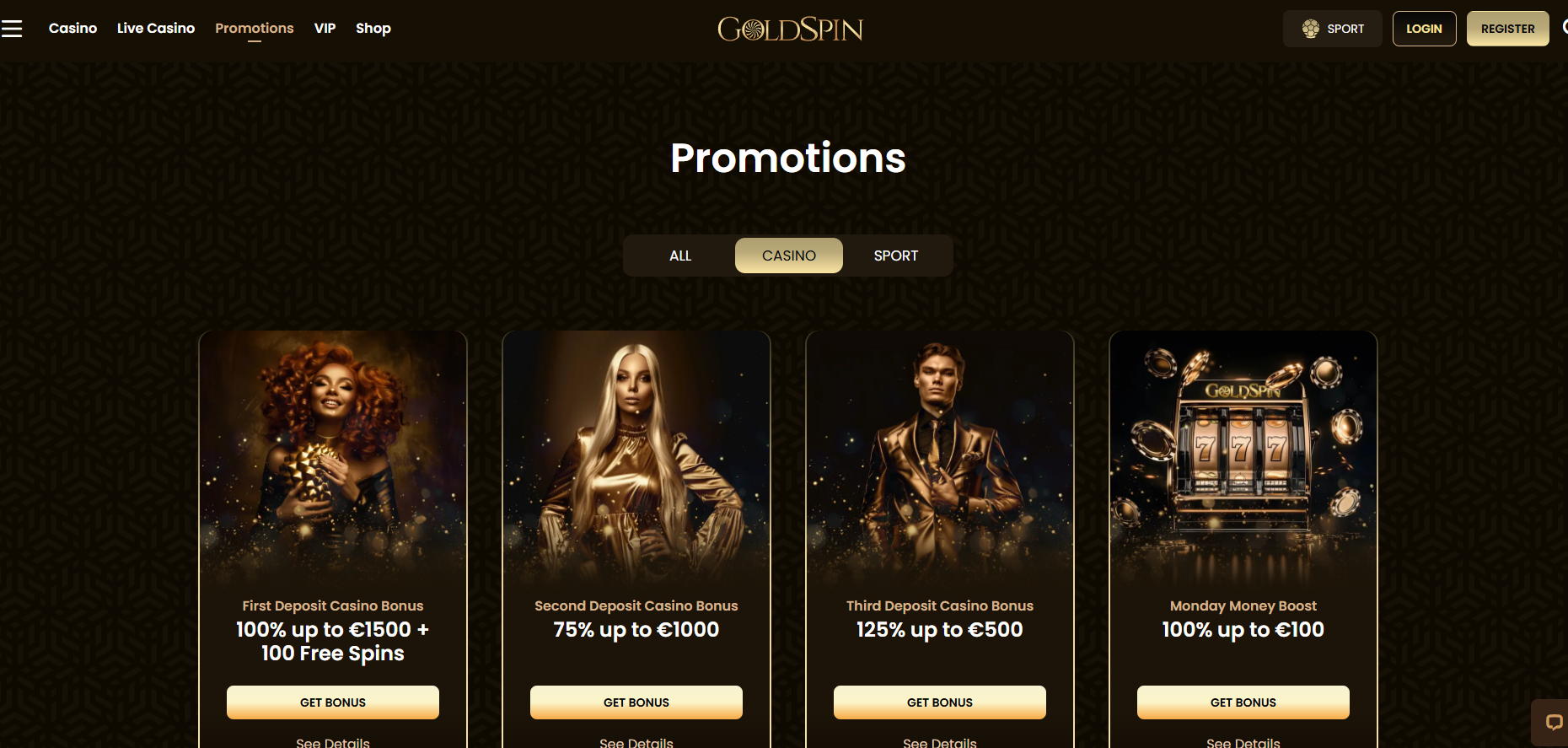Goldspin screenshot: Promotions