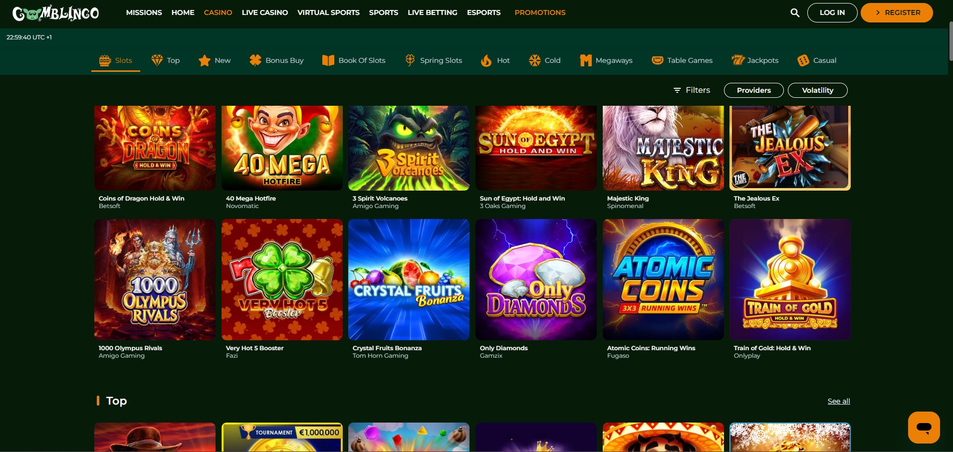 Gomblingo Casino screenshot: Slots