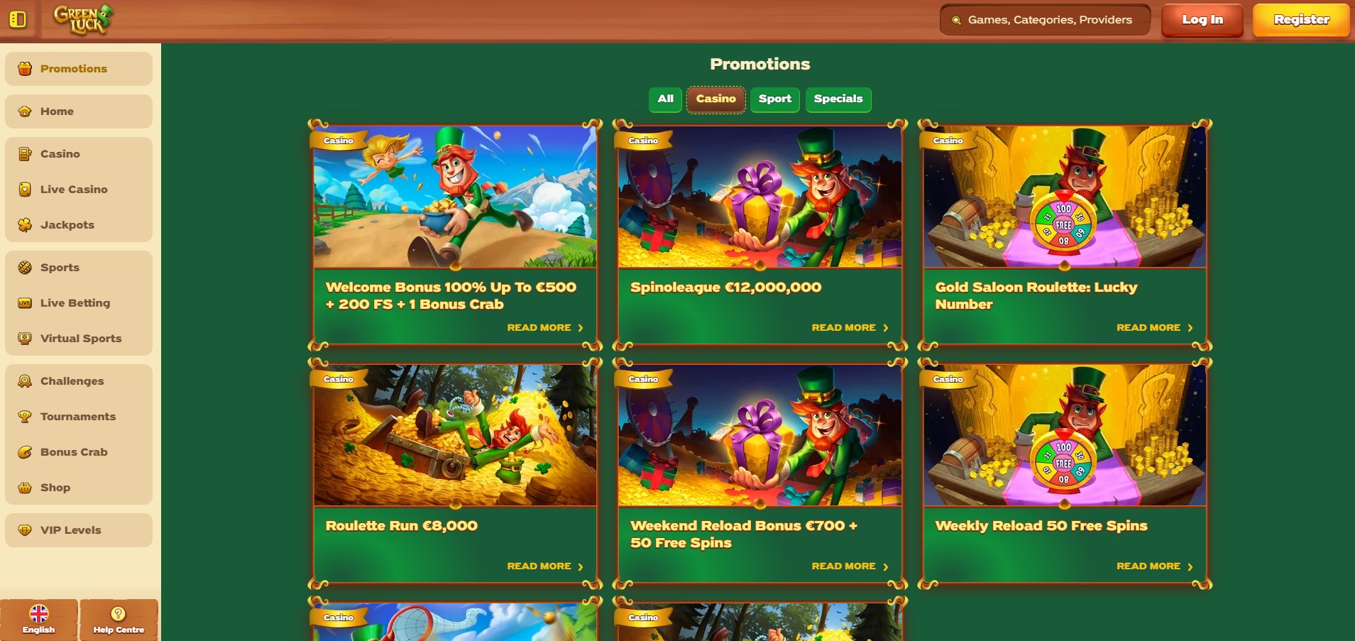 Greenluck Casino screenshot: Promotions