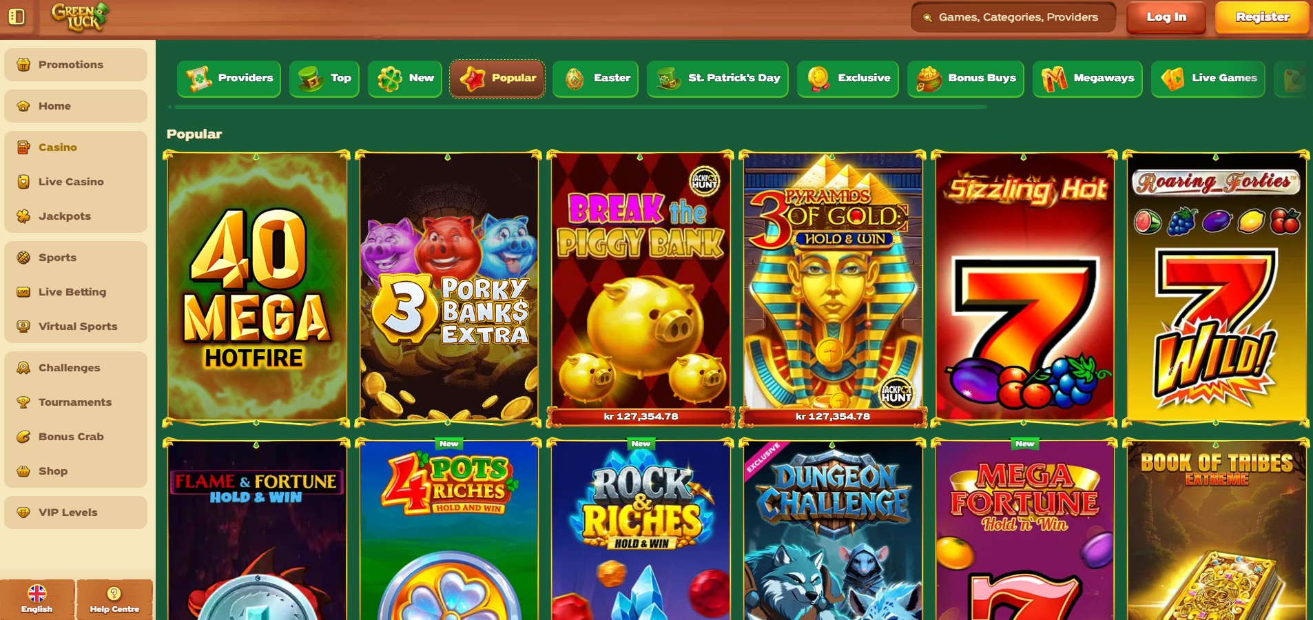Greenluck Casino screenshot: Slots