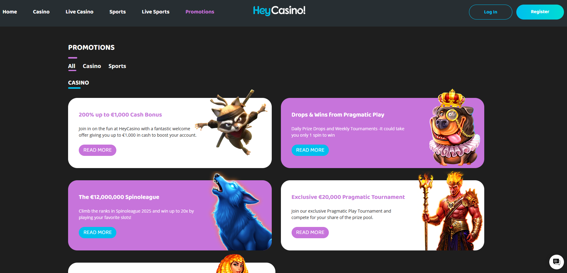 Hey Casino screenshot: Promotions