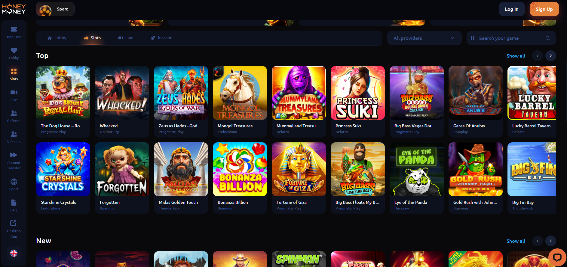 HoneyMoney screenshot: Slots