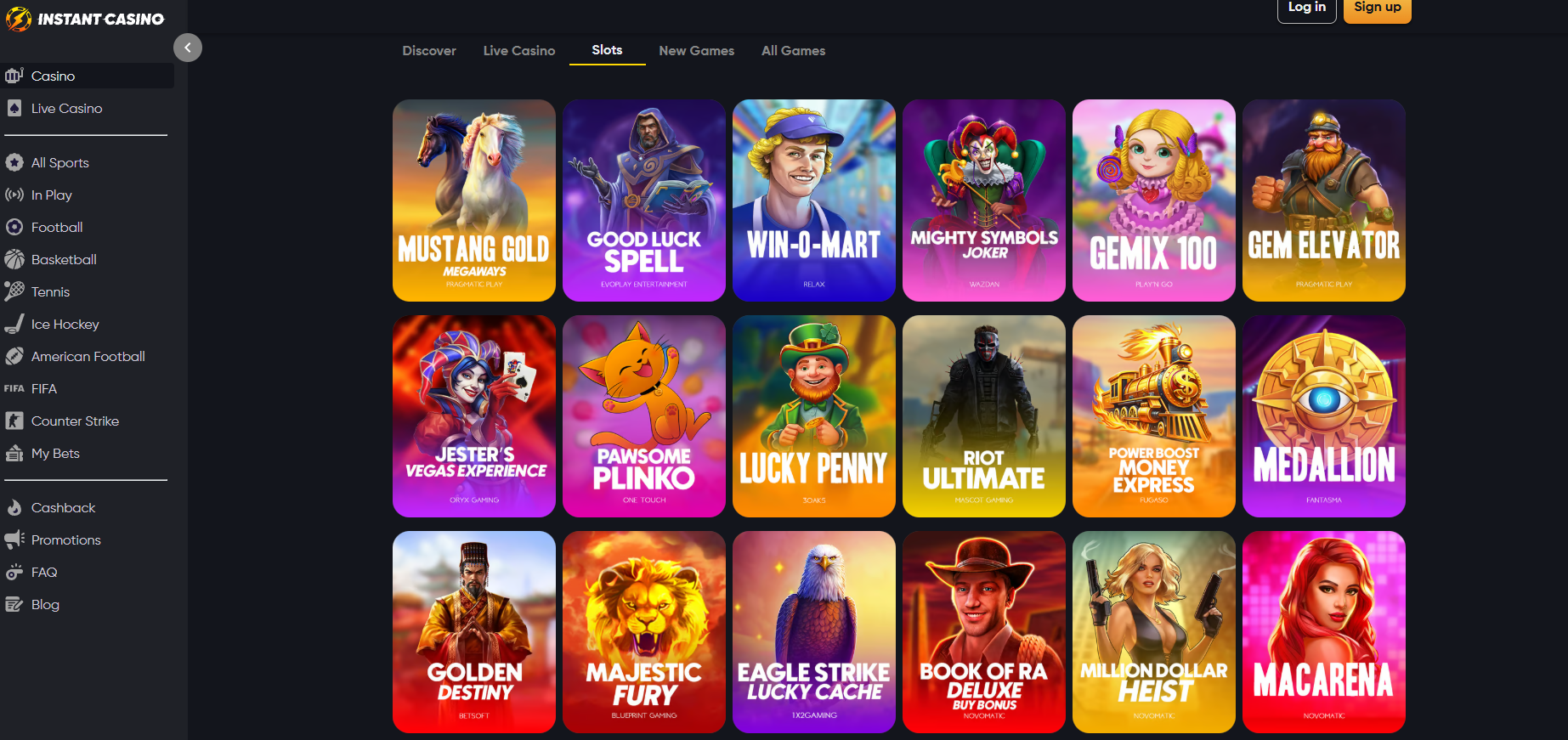 Instant Casino screenshot: Slots
