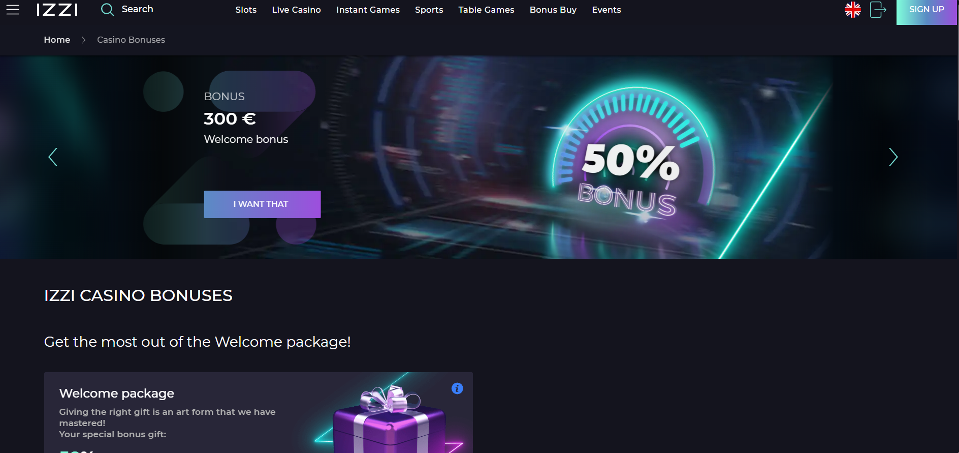 Izzi Casino screenshot: Promotions