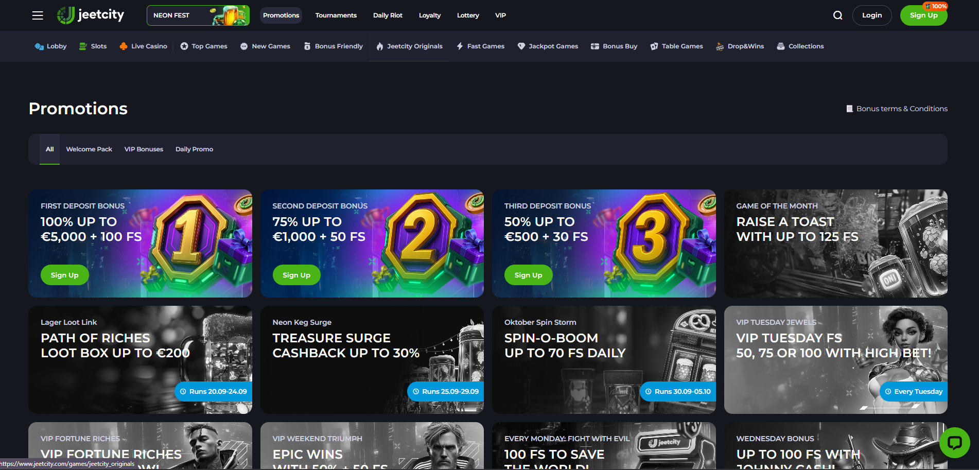 Jeetcity Casino screenshot: Promotions