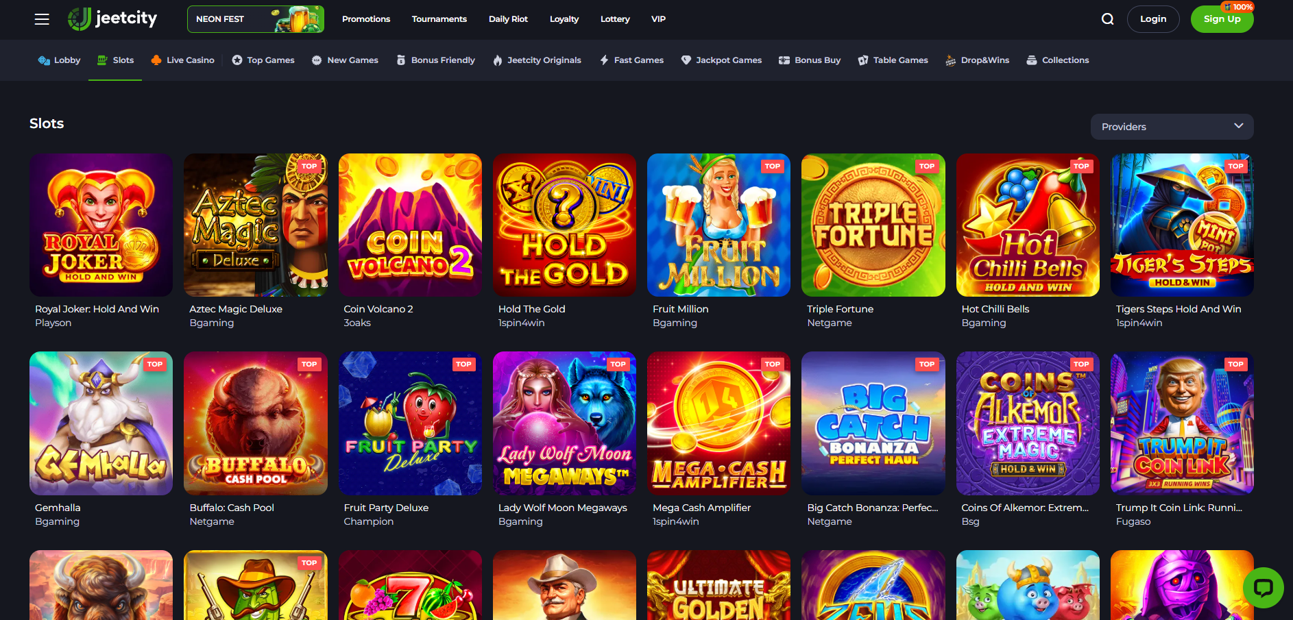 Jeetcity Casino screenshot: Slots