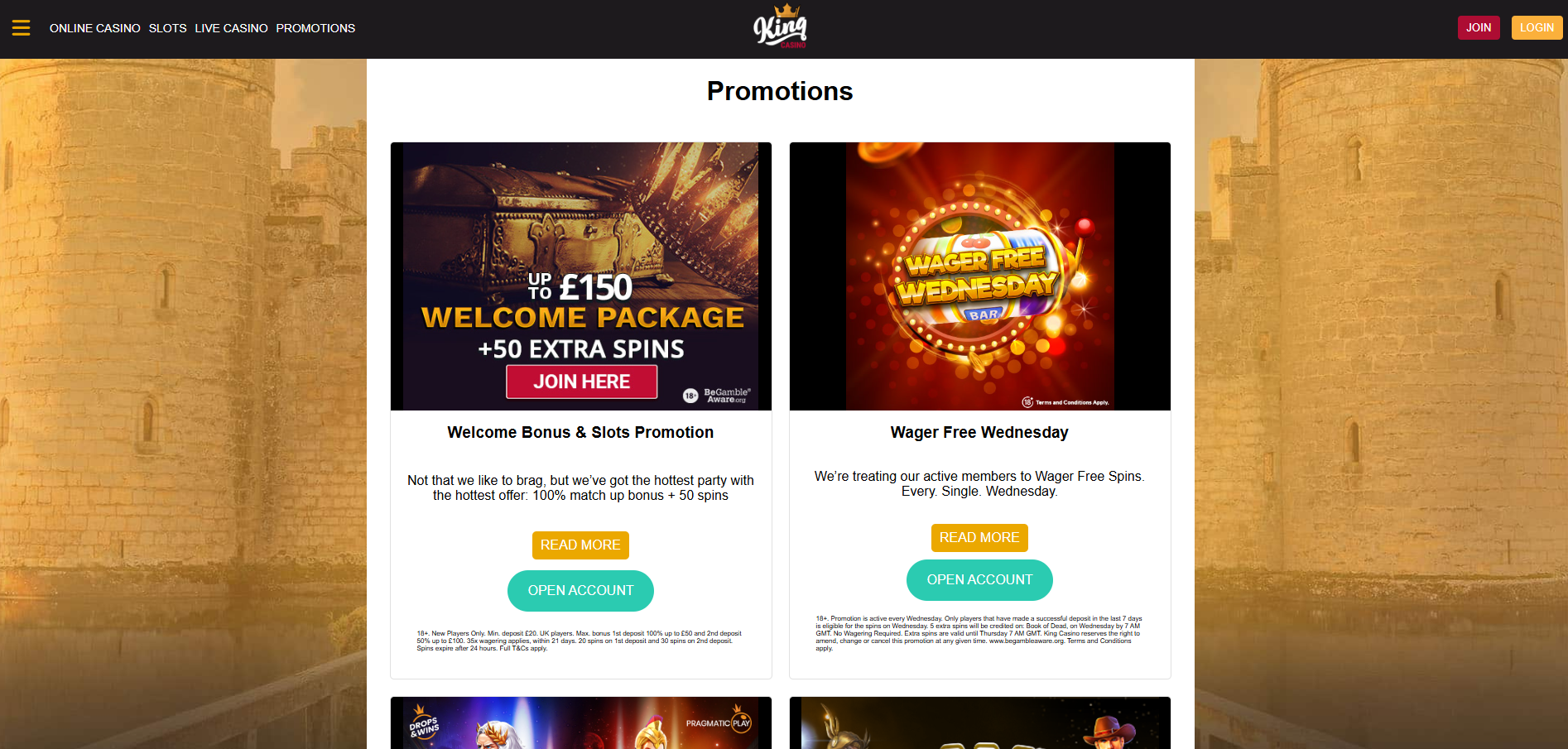 King Casino screenshot: Promotions