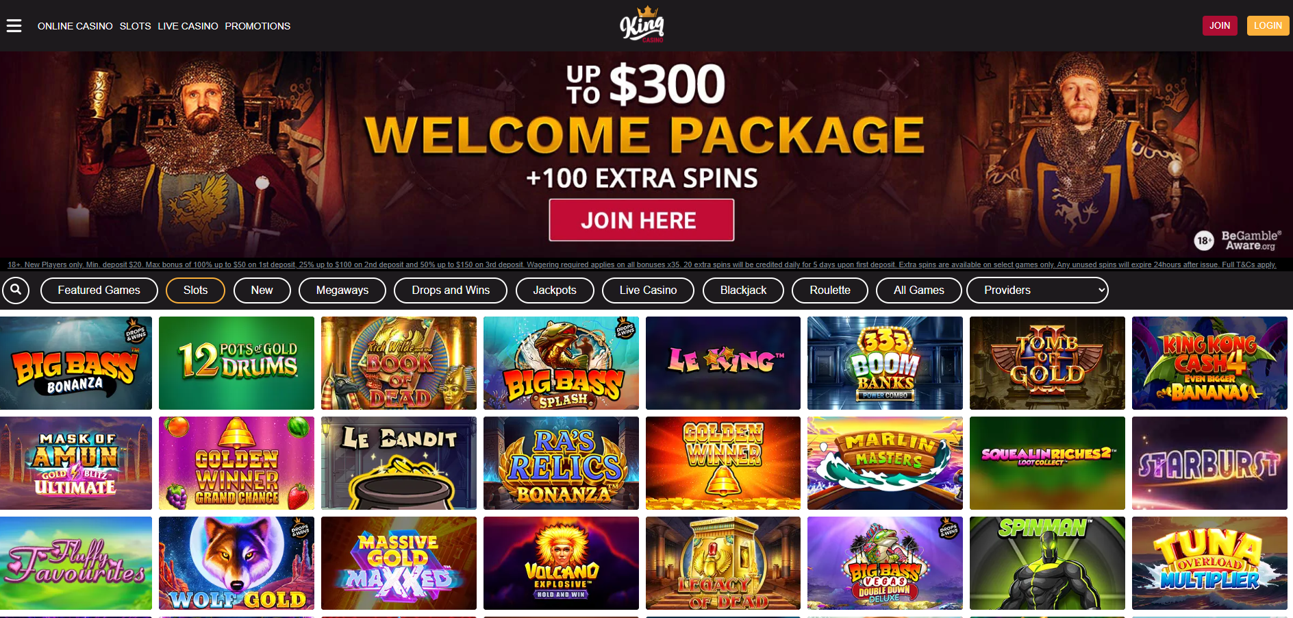 King Casino screenshot: Slots